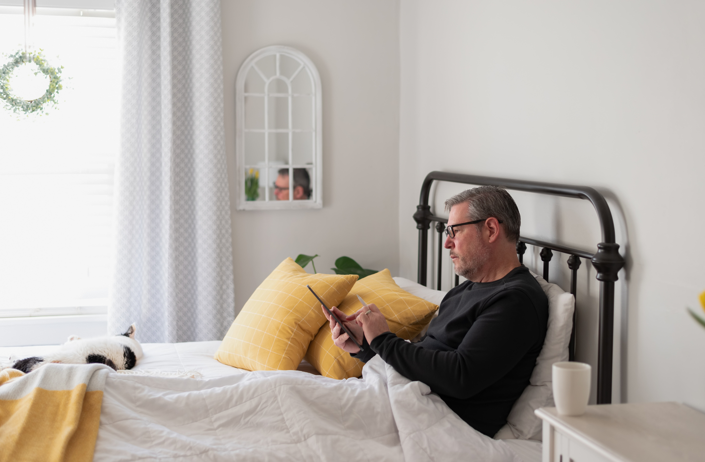 senior bedroom safety - nighttime route from bed to bathroom with floor lighting and transfer clearance